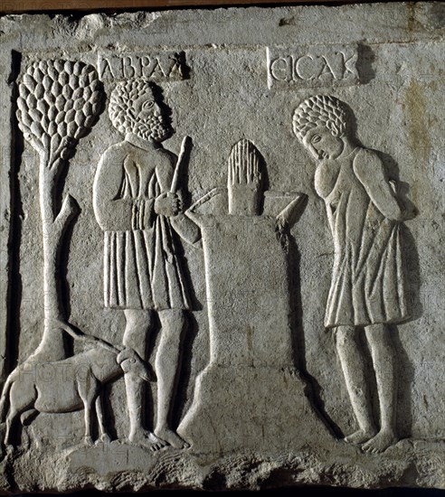 Detail of sarcophagus relief of the church of Santa Cruz. Ecija (Seville) with the sacrifice of I?