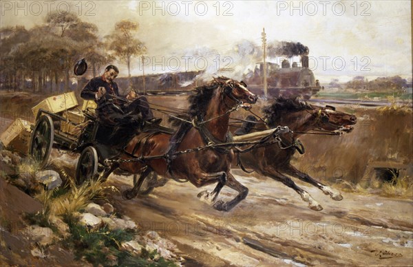 'Runaway horses', oil, 1906, by Ulpiano Checa.