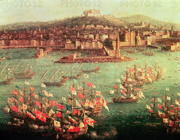 Fleet of King Charles III of Spain, in front of the City of Naples (6 Oct. 1759).