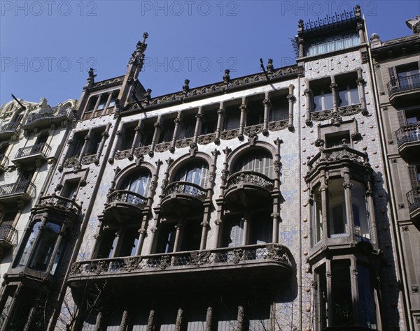 Façade of Thomas House in 293 Mallorca Street, Barcelona, ??by Lluis Domenech i Montaner in 1895-?