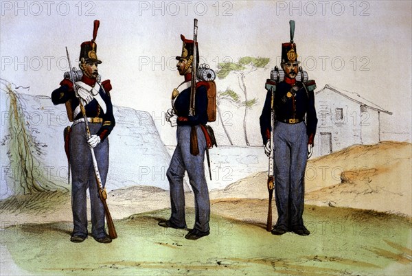Reign of Elizabeth II. 1833 - 1868. Infantry, 1848, infantry soldiers: Sergeant Grenadier, Riflem?
