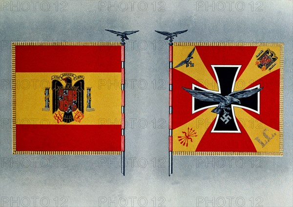 Front and back of the Flag of the Condor Legion during the Spanish Civil War.