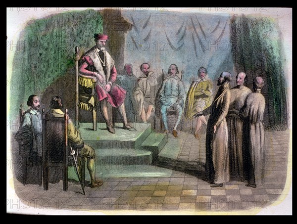 State Council in Spain. (1518), King Charles V attends a session where Fray Juan de Quevedo Fray ?