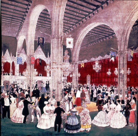 Dancing in the Lonja of Barcelona, lithography.