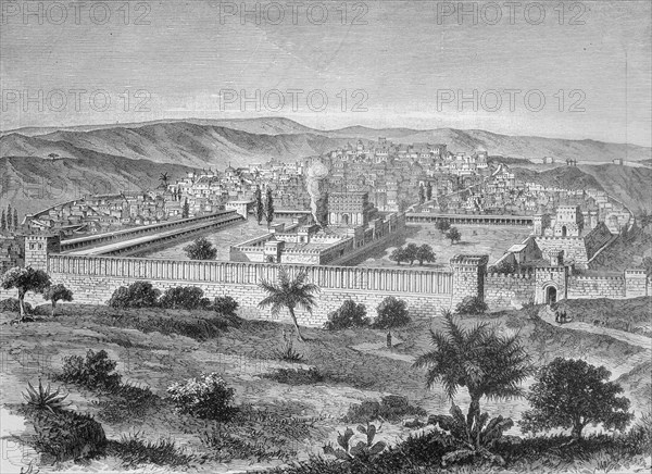 Temple of Solomon in Jerusalem in the time of Jesus, engraving based on the book on the Temple of?