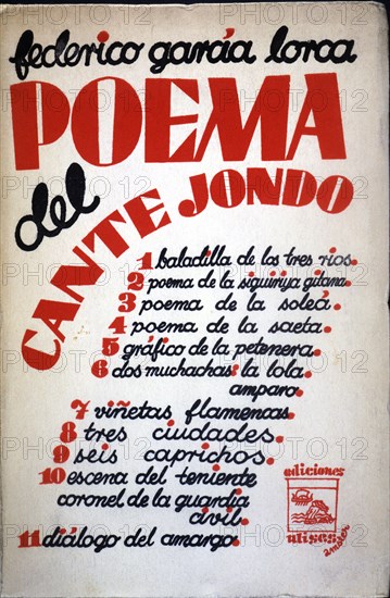 Cover of 'Poema del cante jondo' (Poem of cante jondo), by Garcia Lorca, 1st edition published by?