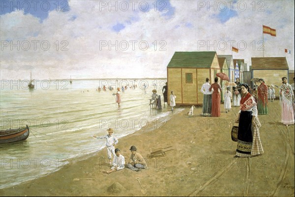 Sanlucar de Barrameda beach', oil by Joaquín Turina.