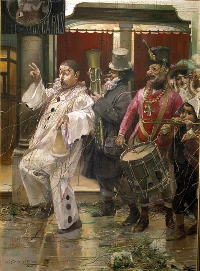 'Carnival in Seville', oil by Jose Garcia Ramos.