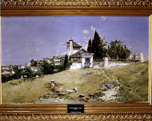 The Albaicin in Granada', oil by Antonio Gomar.