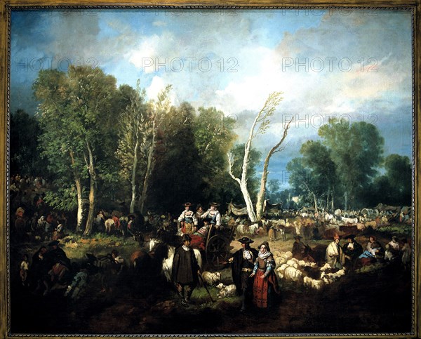 Cattle fair' oil by Eugenio Lucas.