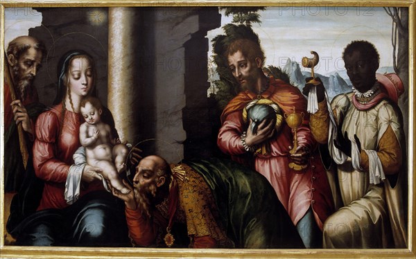 Adoration of the Magi', oil by Luis Morales.