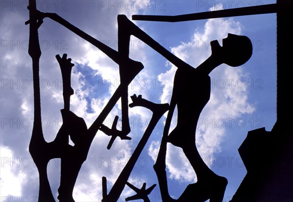 Detail of Sculptures representing Holocaust victims, in the concentration camp of Dachau.