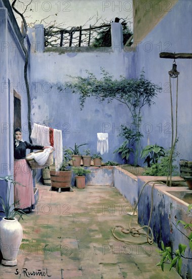 'Courtyard', 1891, work by Santiago Rusiñol.