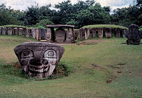 Archaeological park of San Agustín in Huila, Colombia. Table B, funerary temple, in the forefront?
