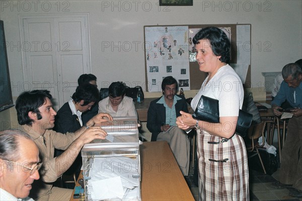 Voting at a polling station during the general elections of 1978.