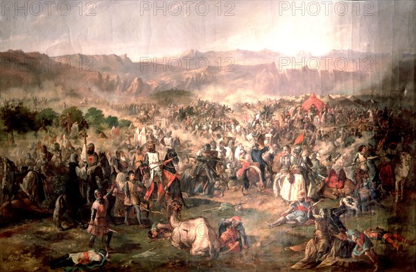 Battle of Las Navas de Tolosa (1212), oil Painting, 19th century.