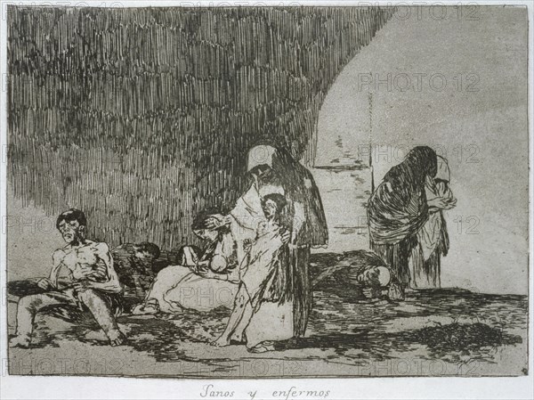 The Disasters of War, a series of etchings by Francisco de Goya (1746-1828), plate 57: 'Sanos y e?