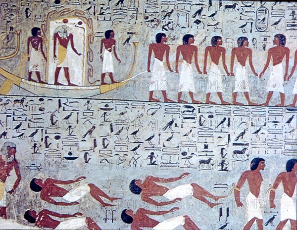Fresco in the tomb of Horemheb depicting the sacred procession in the other world.
