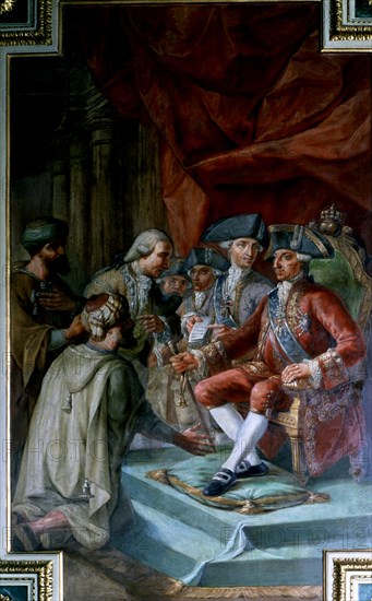 The Ali Caramanli before King Charles III to sign the treaty of peace, friendship and commerce wi?