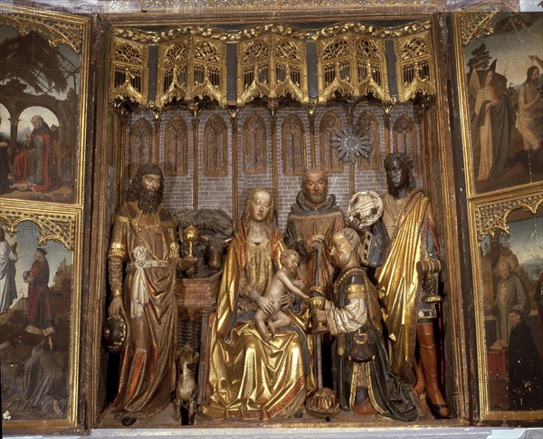 Triptych with the theme of the Epiphany, Gothic work in polychromed wood and related to the Gil o?