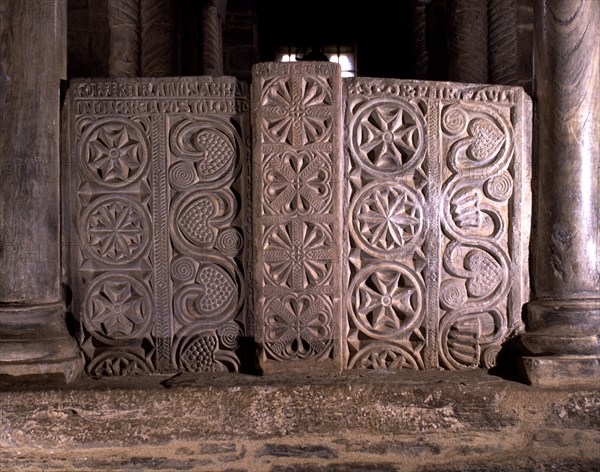 Church of Santa Cristina de Lena. Visigothic chancel screen used as an altar.