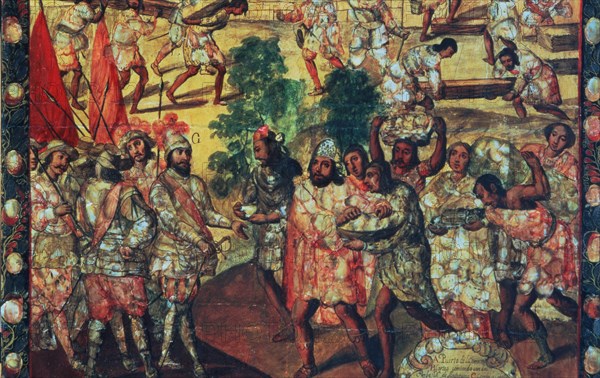 Hernán Cortés enters Cempoal and he's welcomed by the chief Gordo (Quauhtlaebana) who showers mea?