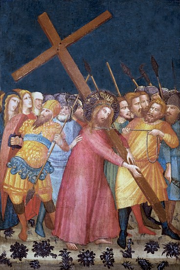 Via Crucis' detail of the fresco murals by Ferrer Bassa preserved in the Chapel of St. Michael of?