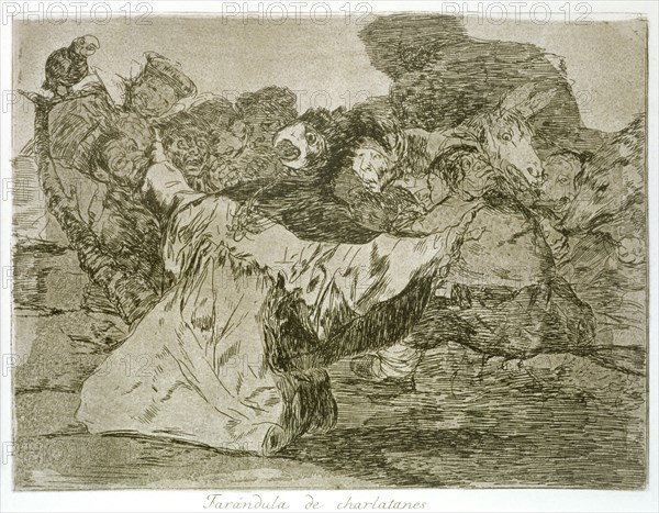 The Disasters of War, a series of etchings by Francisco de Goya (1746-1828), plate 75: 'Farándula?