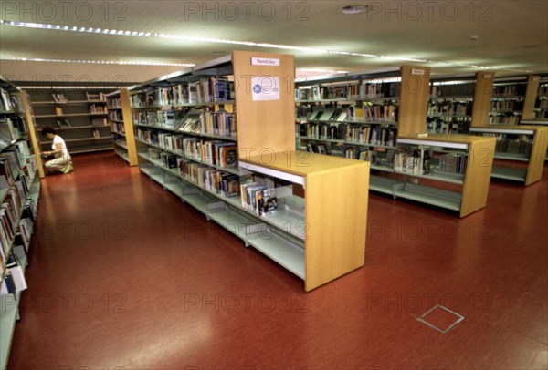 Inside view of the Mercè Rodoreda Public Library, in the district of Horta - Guinardó Barcelona.
