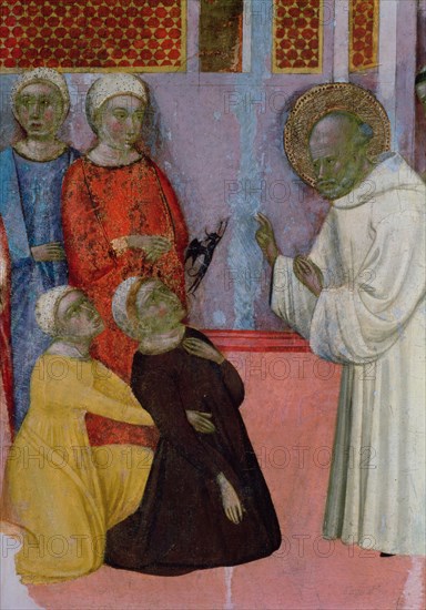 Altarpiece of San Fernando de Claravall, detail of an exorcism from a demonic woman.