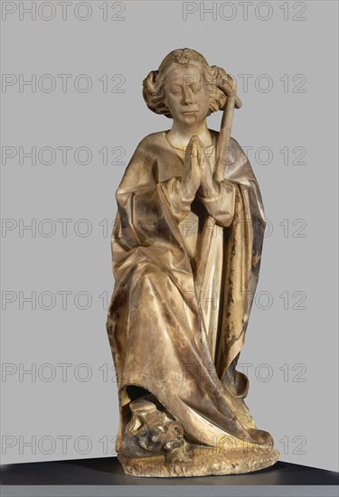 A person praying. Sculpture from the tomb of Bishop Bernat de Pau (1394-1457), made in alabaster,?