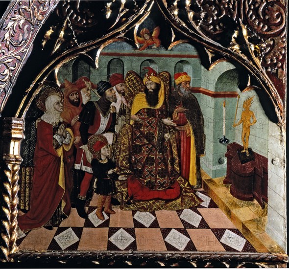 Scene of the lives of saints Quirze and Julita. Detail of the altarpiece of Saints Quirze and Jul?