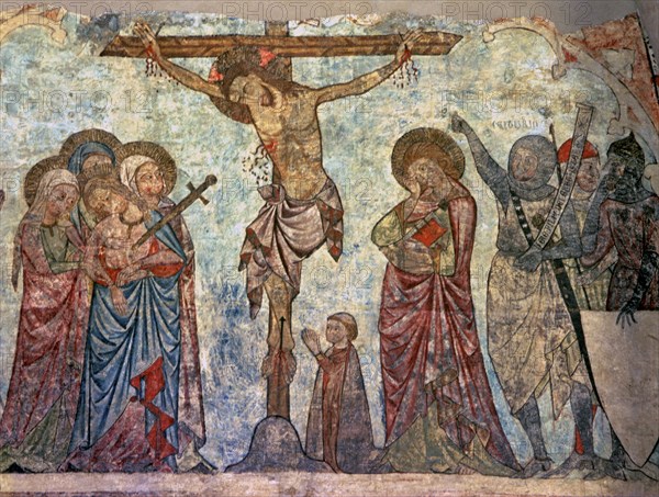 'Calvary', c. 1330 - 1350, wall Painting in the chapel of St. Thomas of the Old Cathedral of Lle?