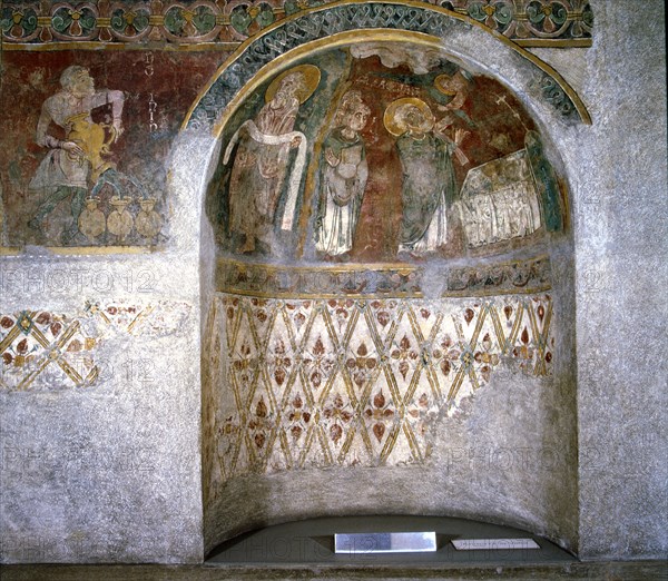 Detail of mural paintings in the Archpriest Church of Sant Esteve (Andorra la Vella).