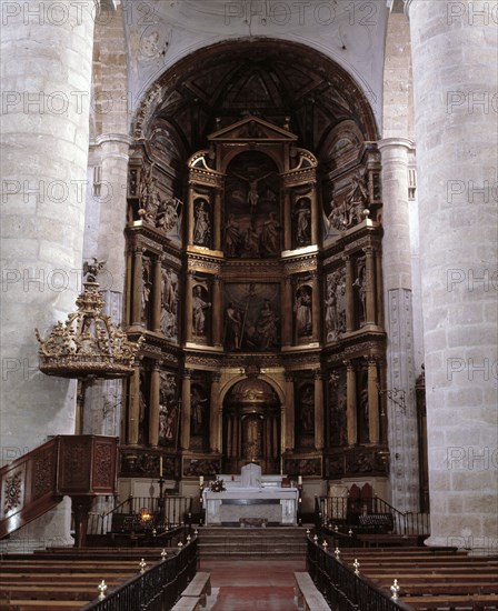 Detail of the main altarpiece of the church of Santos Juanes in Nava del Rey (Valladolid), made i?