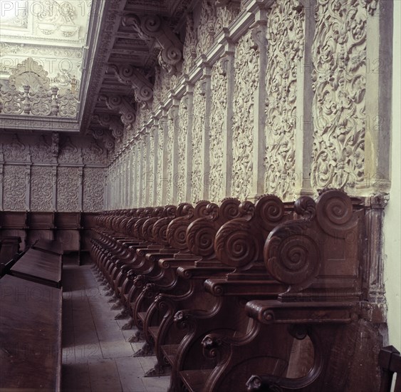 Detail of the ashlar work of the choir in the church of the Cartuja of Granada.