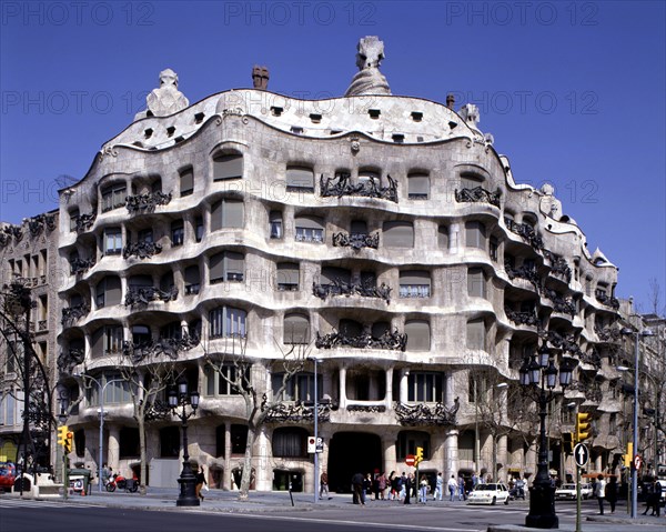 Façade of the Mila House, known as 'La Pedrera', 1905 at the Paseo de Gracia in Barcelona. Work b?