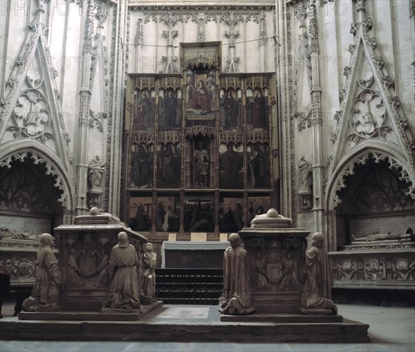 Inside of the Chapel of Santiago or Luna, at the Cathedral of Toledo, detail of the tombs of Don ?