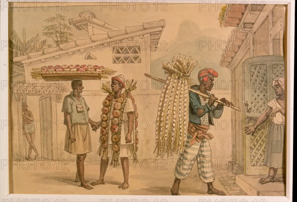 Sellers of garlic and onion, watercolor, 1826.