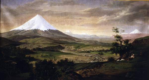 'The Cotopaxi', oil on canvas, 1874, by Rafael Troya.