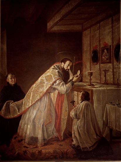 The Mass of St. Benedict', oil by fray Juan Rizzi.