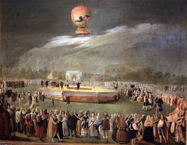 Elevation of a balloon in the gardens of Aranjuez, oil by Antonio Carnicero.