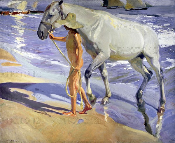 'The Horse's Bath', oil, 1909 by Joaquin Sorolla.