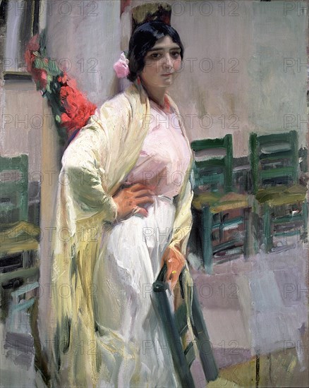 'Maria the beautiful woman', Oil, 1914 by Joaquin Sorolla.