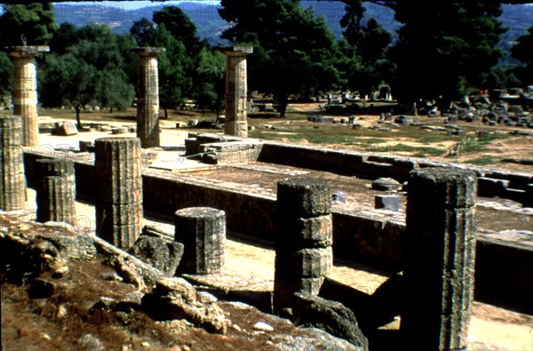 View of the Doric columns of Olympia.