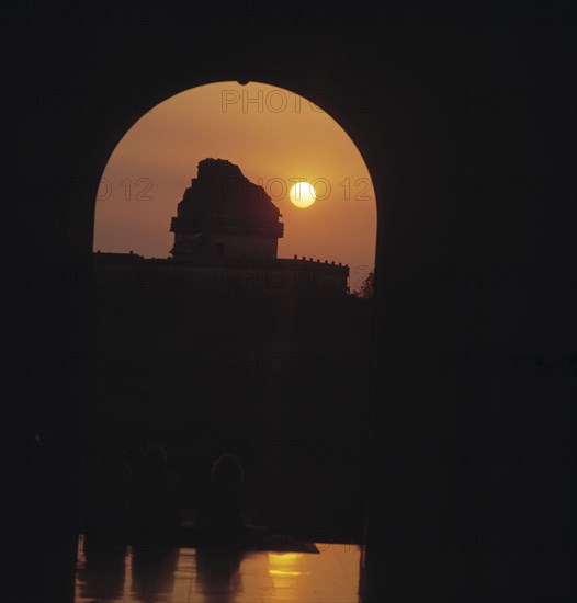 Chichen Itza, the Observatory with sunset.