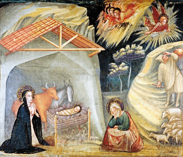 'Birth of Jesus in Bethlehem' detail of the paintings by Ferrer Bassa, frescoes preserved in the?