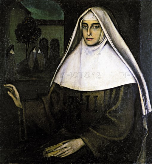 'Portrait of a nun', oil Painting by Julio Romero de Torres.