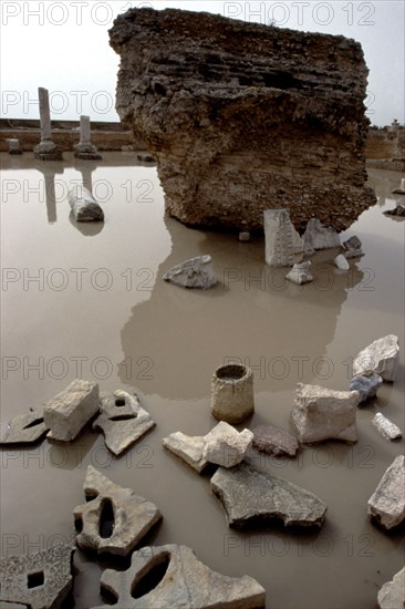 Ruins of the Roman baths of Antoninus 145-162 AD, covered with water, in the ancient city of Cart?