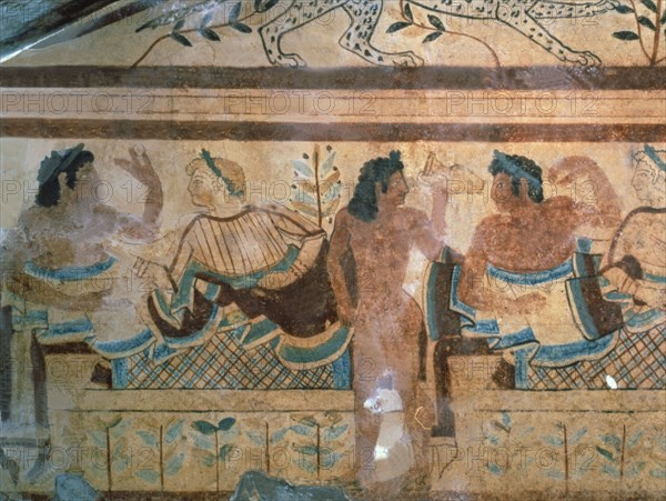 Tomb of the Leopards, fresco with a symposium scene.